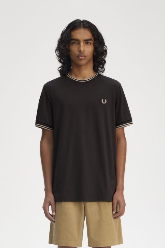 Camiseta con ribete con dos franjas PARA HOMBRE FRED PERRY