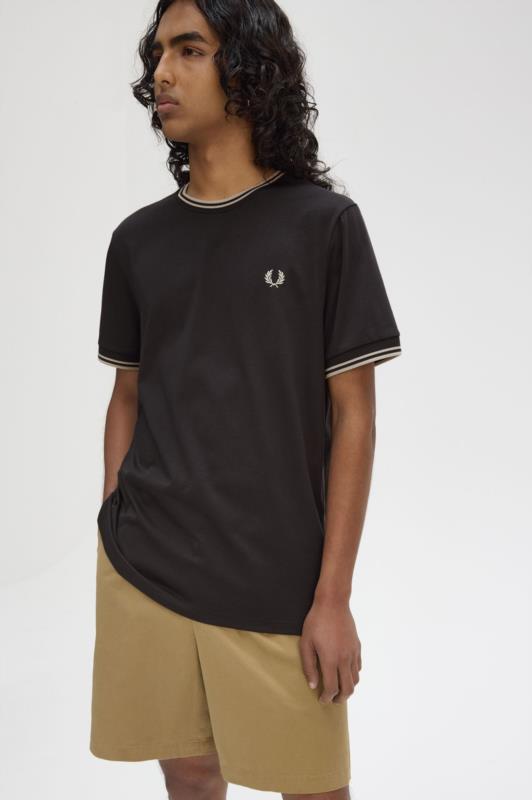 Camiseta con ribete con dos franjas PARA HOMBRE FRED PERRY