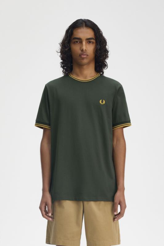 Camiseta con ribete con dos franjas PARA HOMBRE FRED PERRY