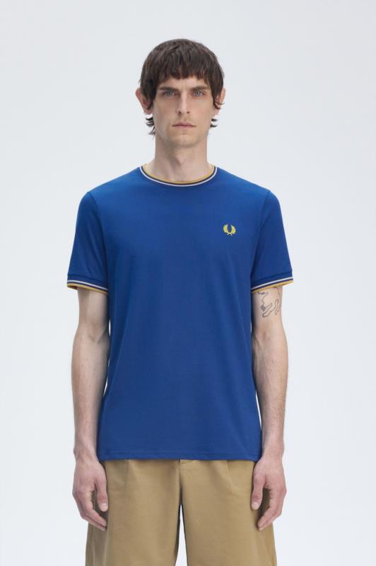 Camiseta con ribete con dos franjas PARA HOMBRE FRED PERRY