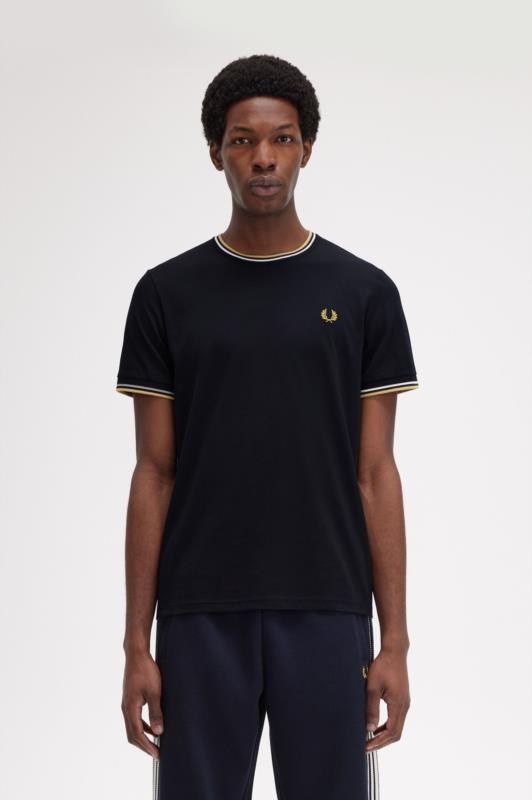 Camiseta con ribete con dos franjas PARA HOMBRE FRED PERRY