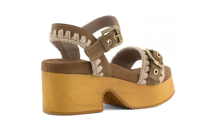 SANDALIA HIGH HEEL WOOD CLOG BUCKLE