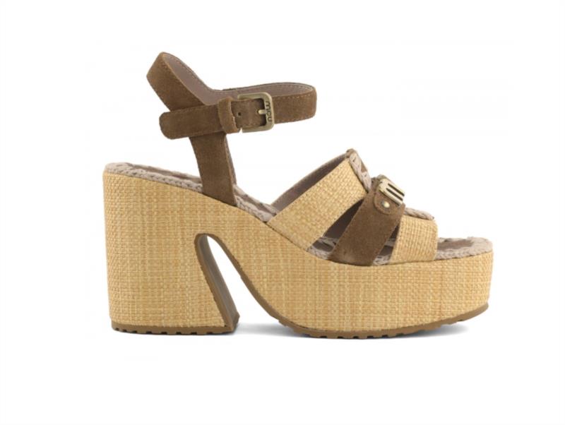 SANDALIA TOBILLO DE PLATAFORMA DE RAFIA