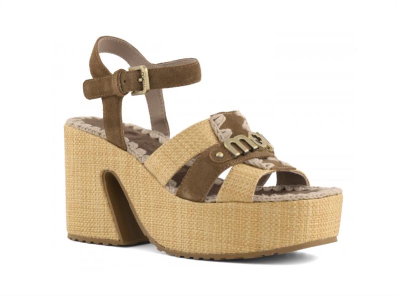 SANDALIA TOBILLO DE PLATAFORMA DE RAFIA