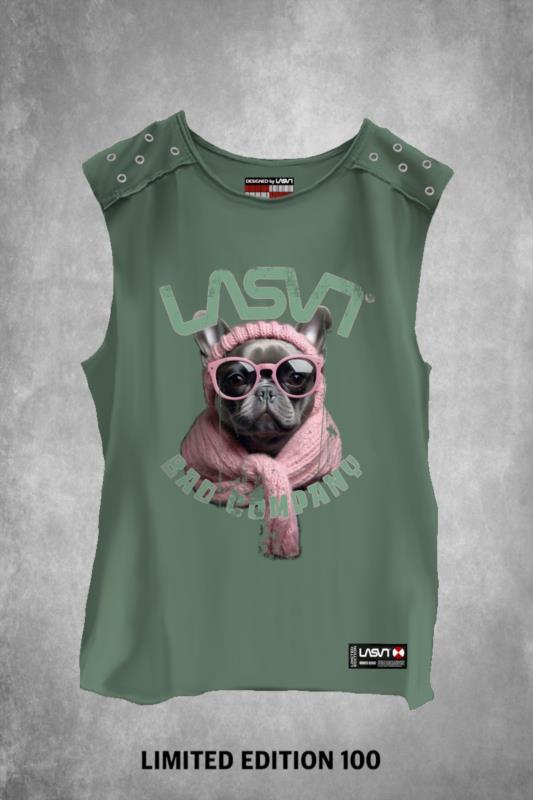 Camiseta de mujer LaSaL BAD DOG kaki