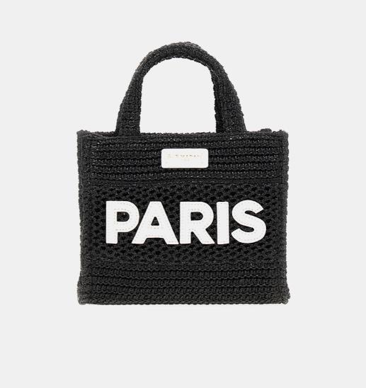 BOLSO RUE MADAM PARIS L AVANA MINI RAFFIA BLACK