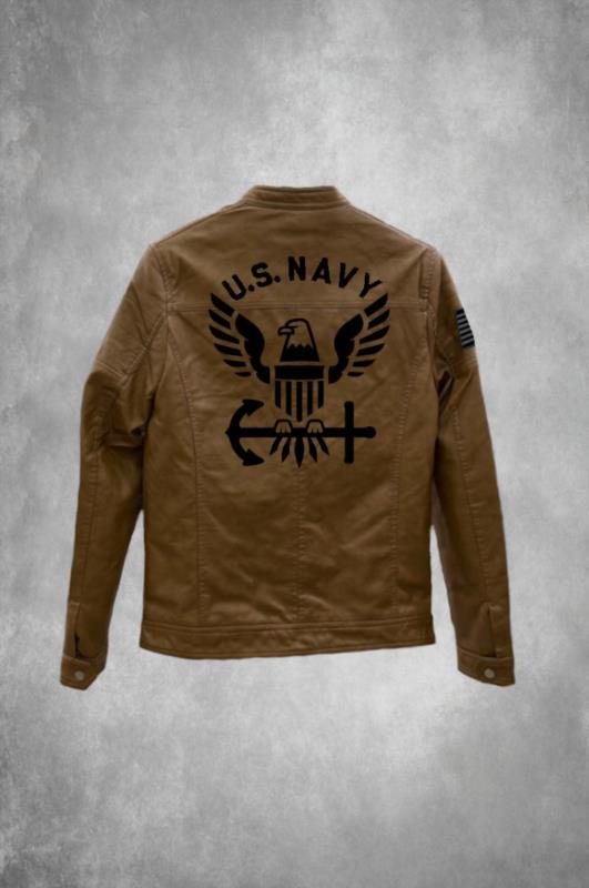 Cazadora de hombre Lasal NAVY ecopiel camel
