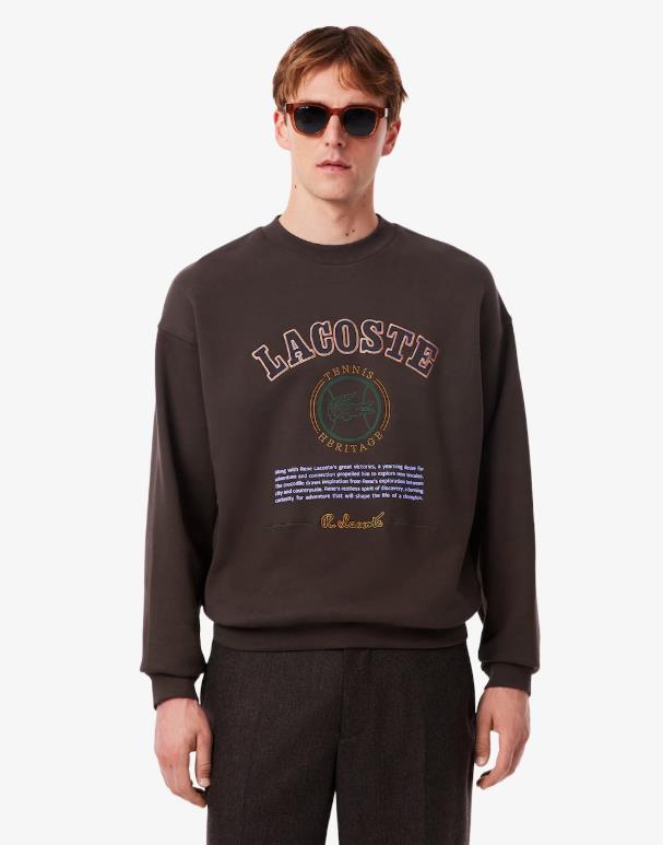 Sudadera LACOSTE de felpa con bordado Heritage