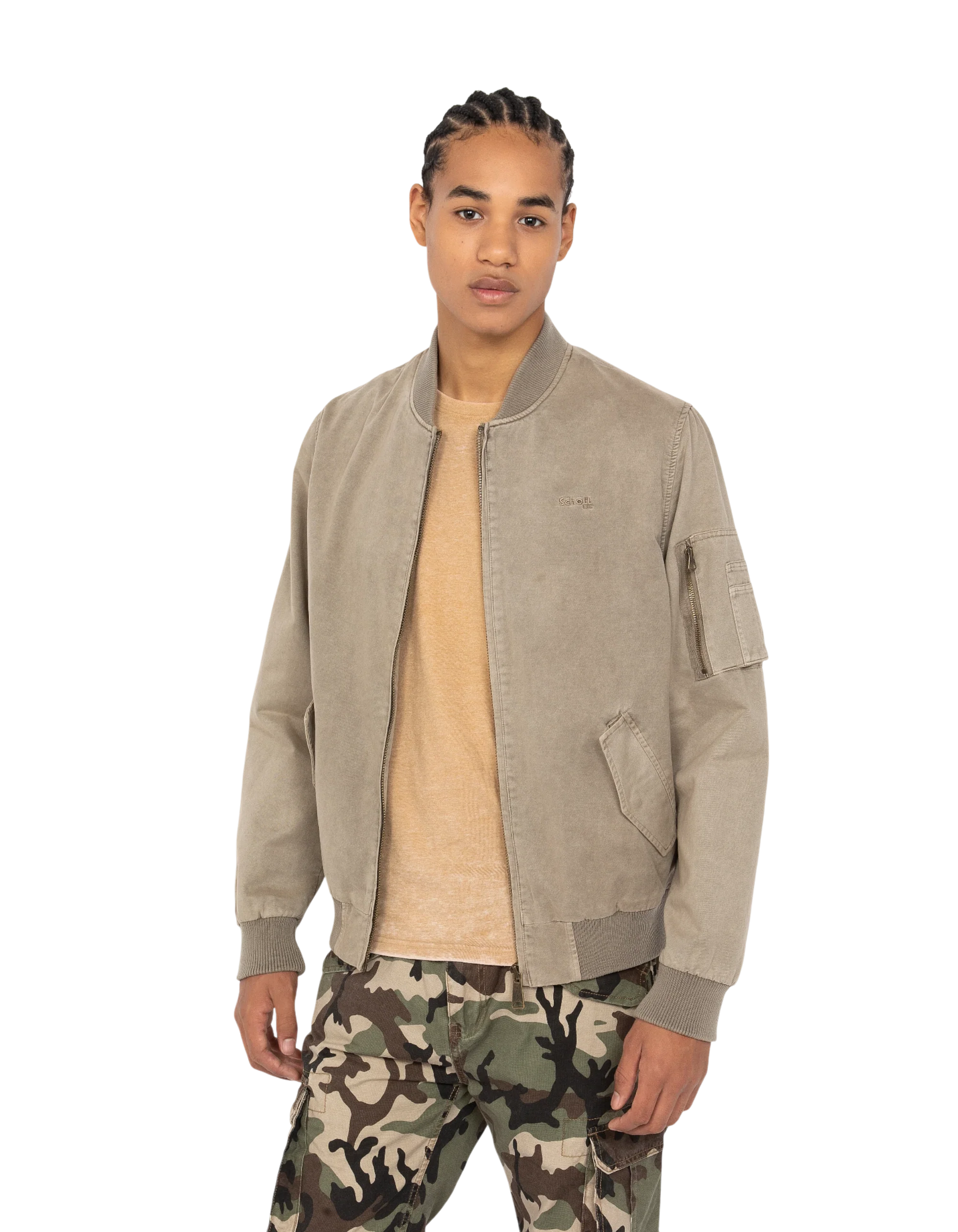 Chaqueta bomber SCHOTT MA-1 color TAUPE algodón lavado