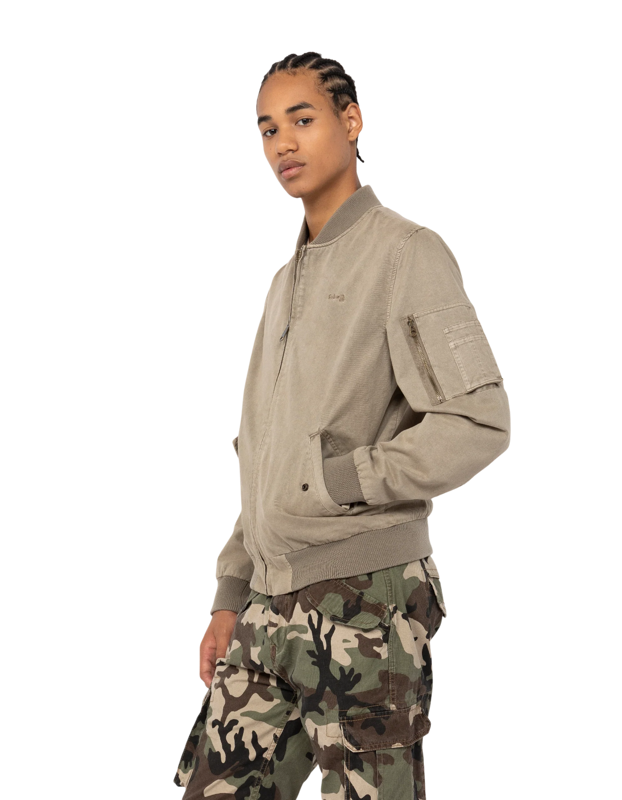 Chaqueta bomber SCHOTT MA-1 color TAUPE algodón lavado