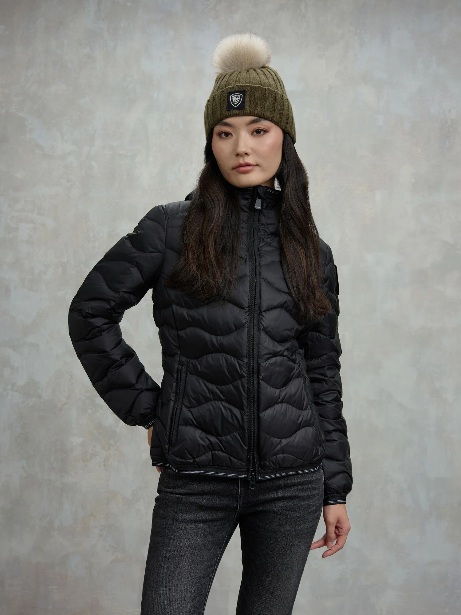 CHAQUETA BLAUER DE PLUMAS WAVE CAMELIA BLACK
