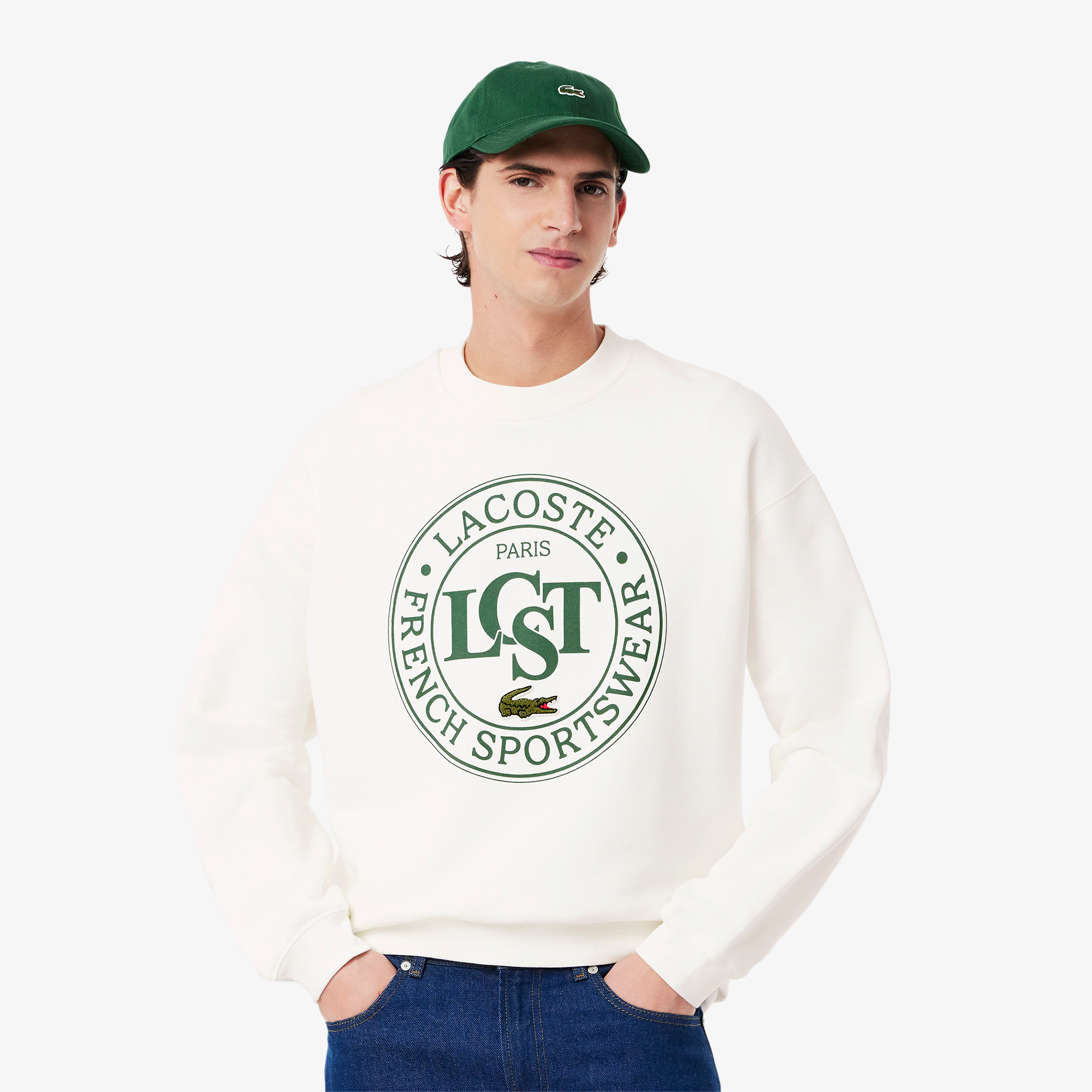 Sudadera de felpa de corte amplio estampada LACOSTE