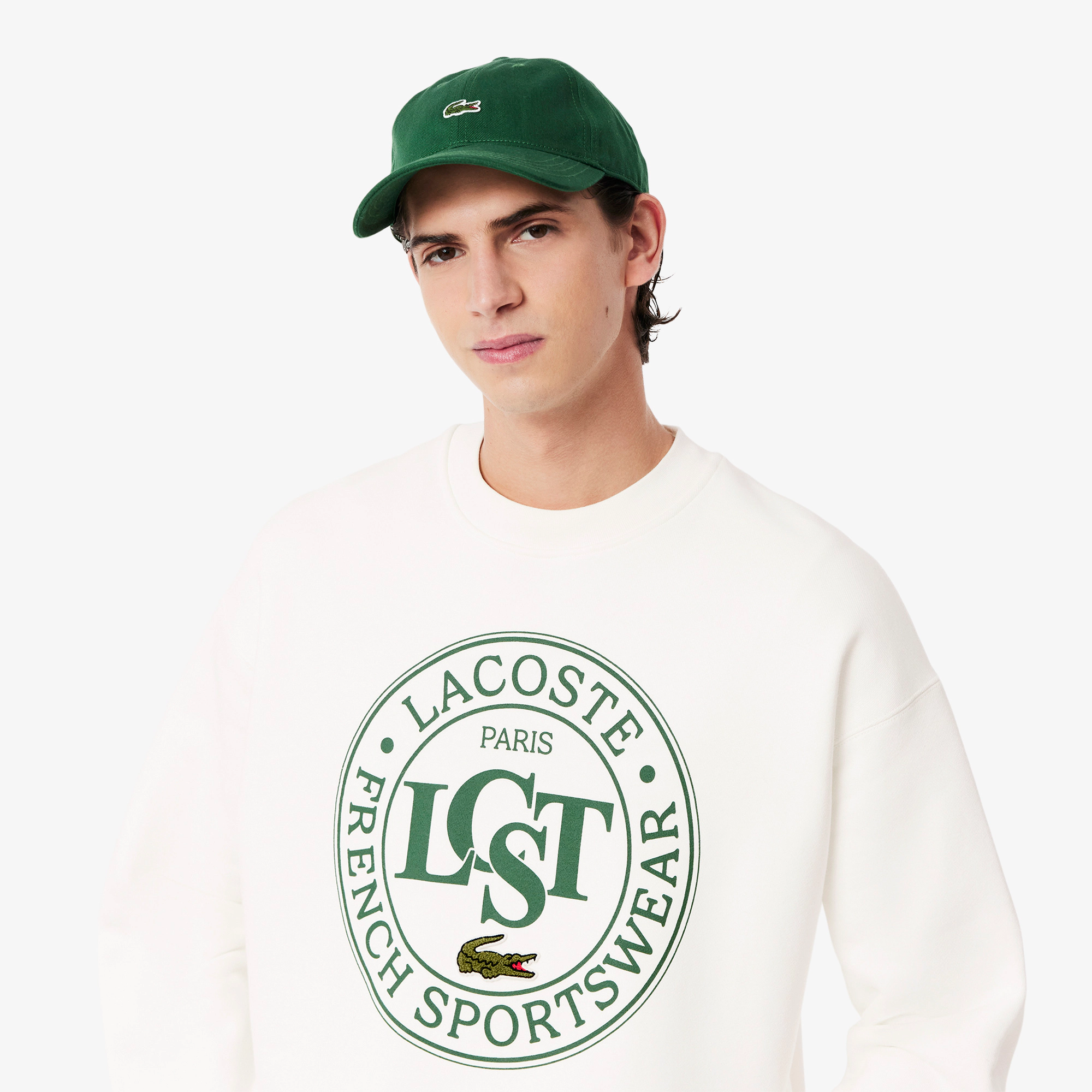 Sudadera de felpa de corte amplio estampada LACOSTE