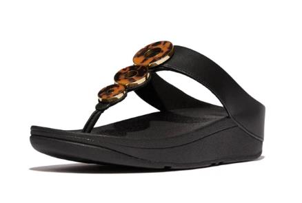 Sandalia FITFLOP W FINO RESIN HOOP LEATHER BLACK