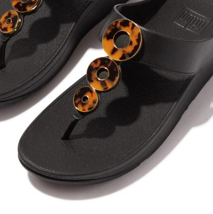 Sandalia FITFLOP W FINO RESIN HOOP LEATHER BLACK