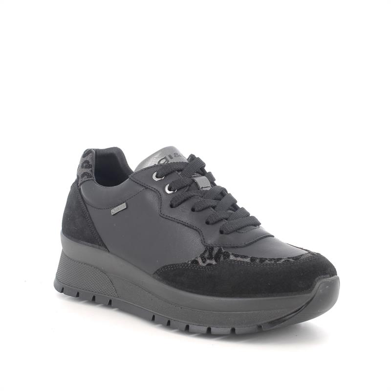 Zapatillas deportivas GORE-TEX® con cuña para mujer negro con cordones