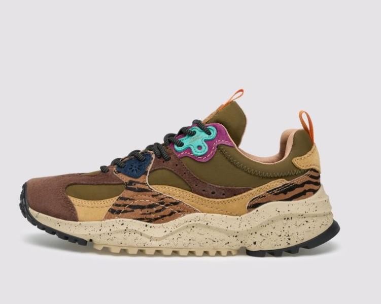 Deportiva Mujer WAVE DARK BROWN-OLIVE-ORANGE