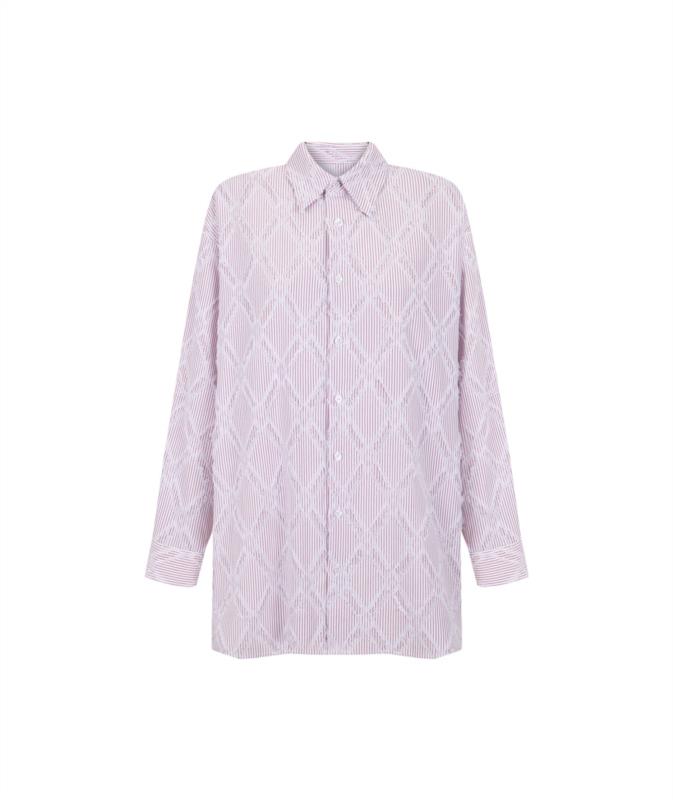 CAMISA BORDADA COTTON ROMBOS ROJO LE CRUEL
