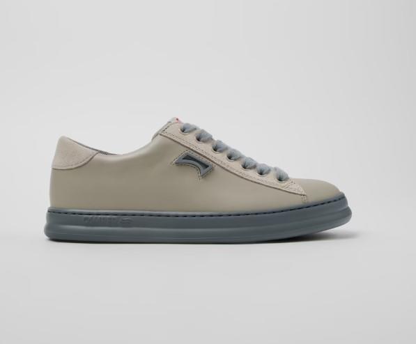 Runner Zapatillas de piel y nobuk beige para mujer.