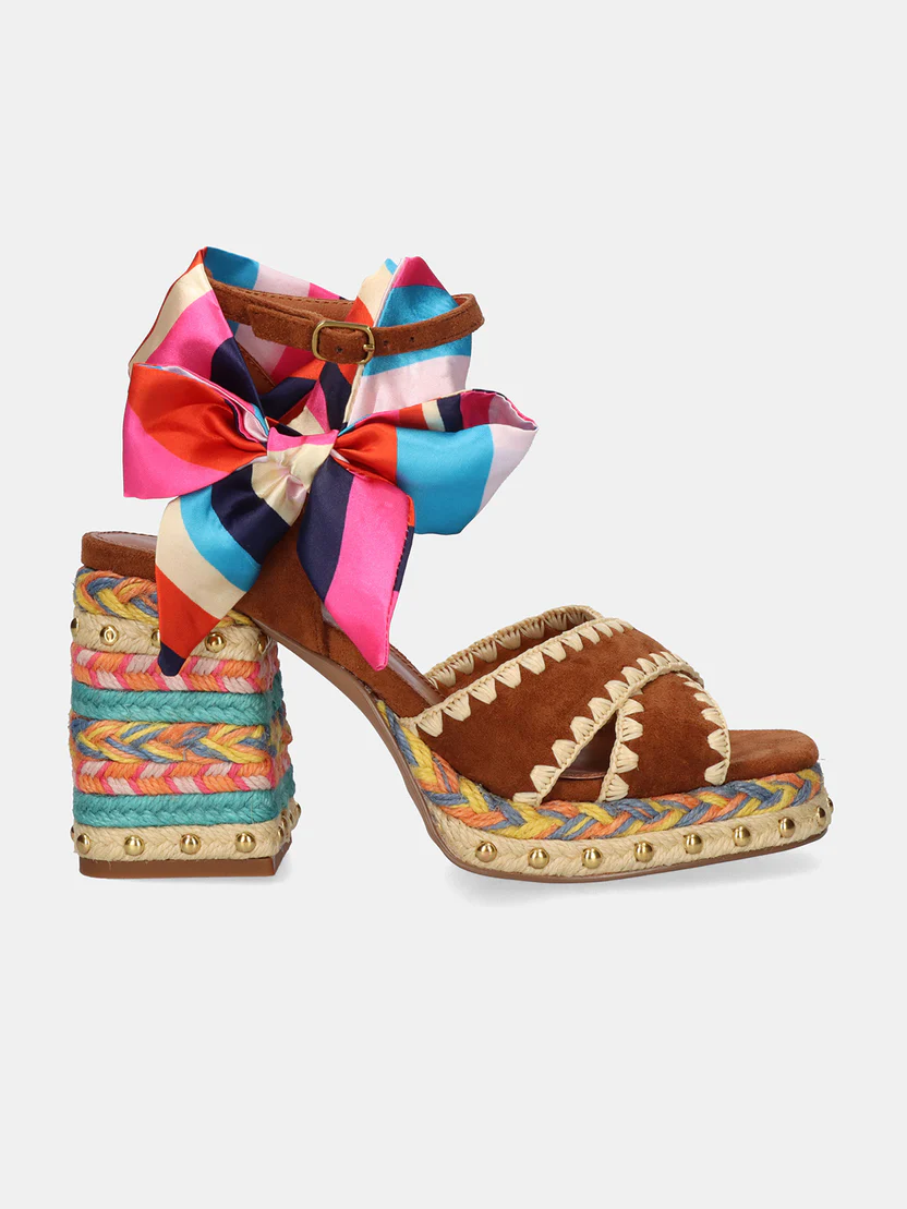 SANDALIA HAVANA-448 CUERDA MARRÓN MULTICOLOR