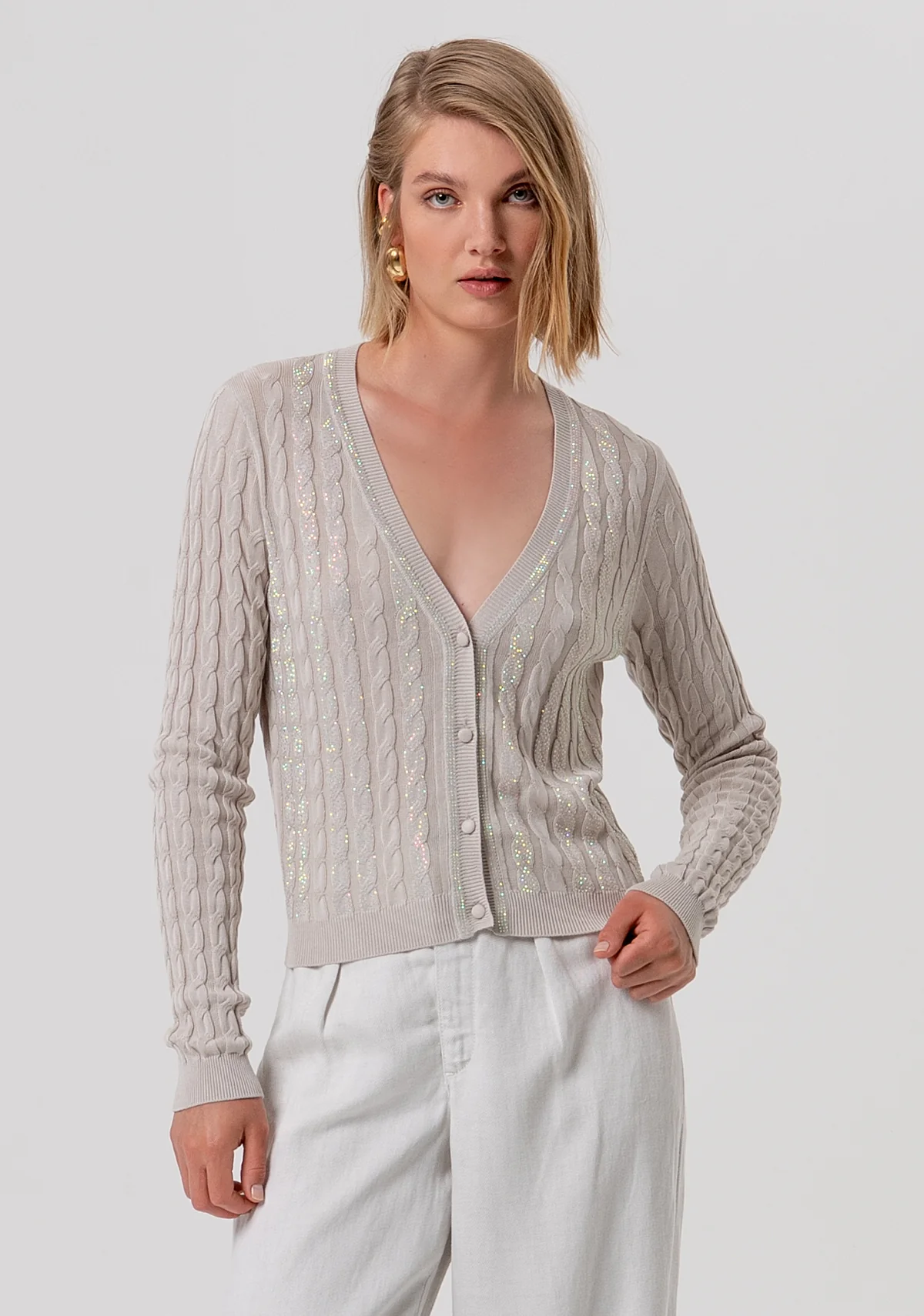 V-NECKLINE CARDIGAN SAND