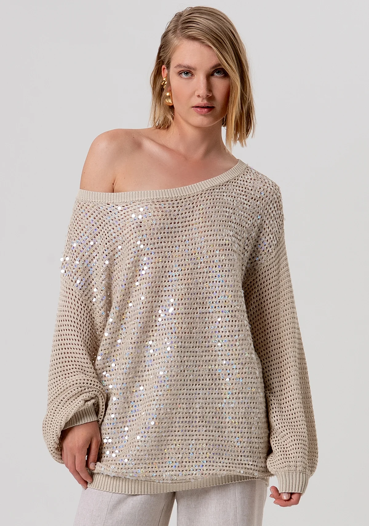 JERSEY Fracomina Boat Neckline Sand