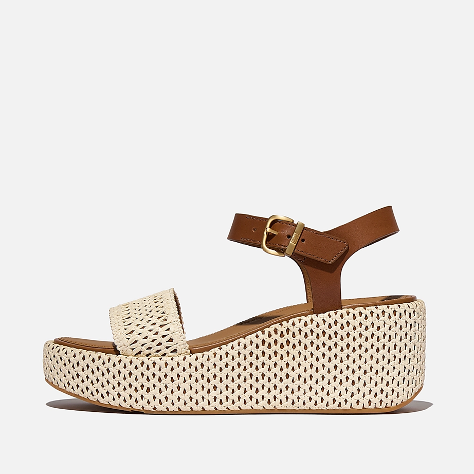 Sandalias FITFLOP tejidas con cuña y tira al tobillo