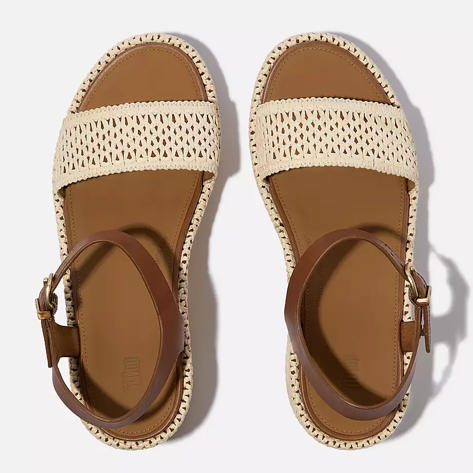 Sandalias FITFLOP tejidas con cuña y tira al tobillo