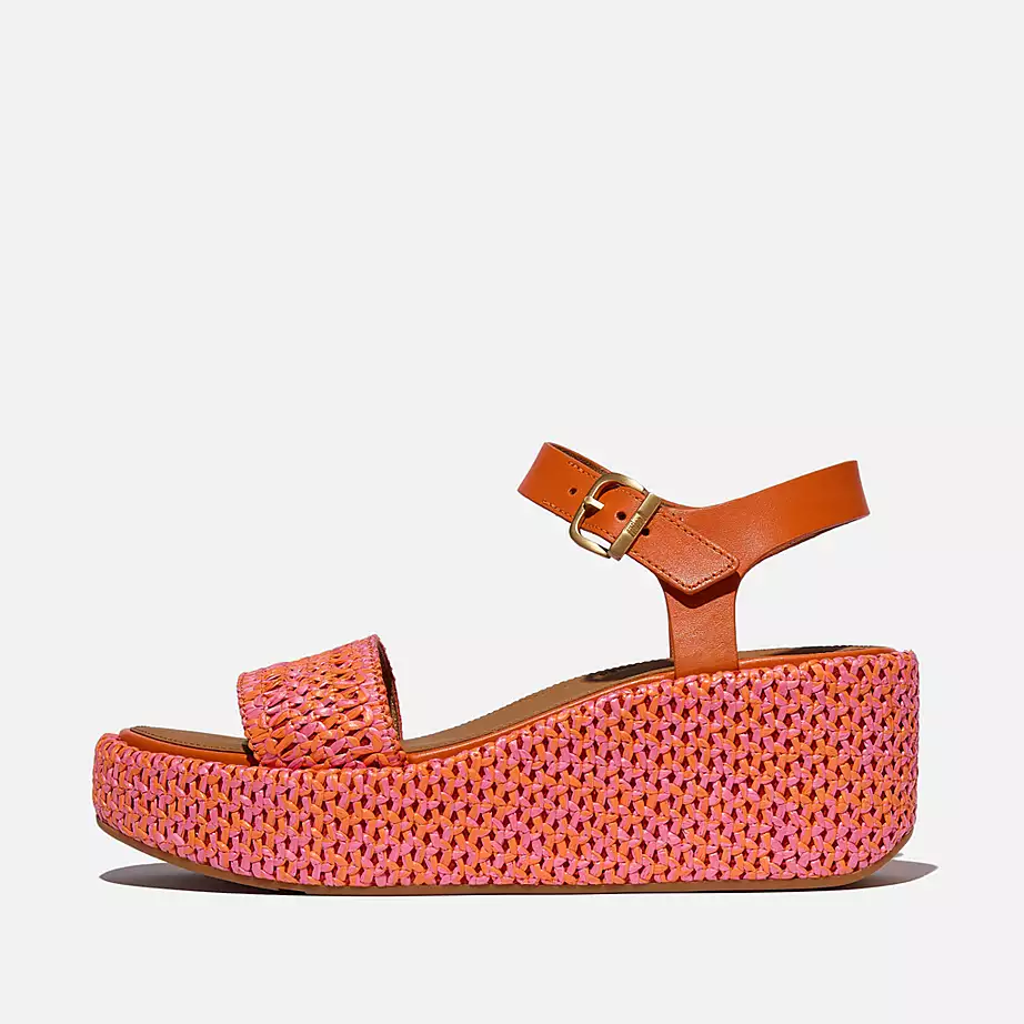  Sandalias FITFLOP tejidas con cuña y tira al tobillo PINK