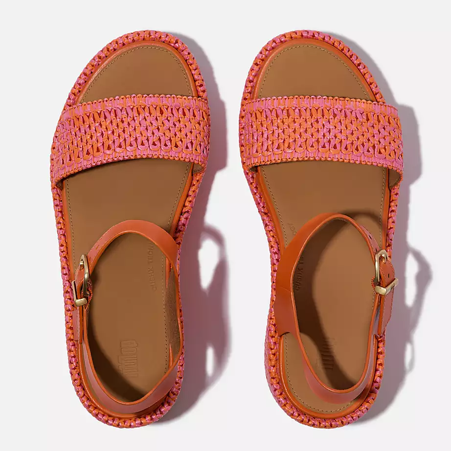  Sandalias FITFLOP tejidas con cuña y tira al tobillo PINK