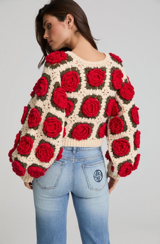 RED ROSES CROCHET CARDIGAN BY FETICHE SUANCES