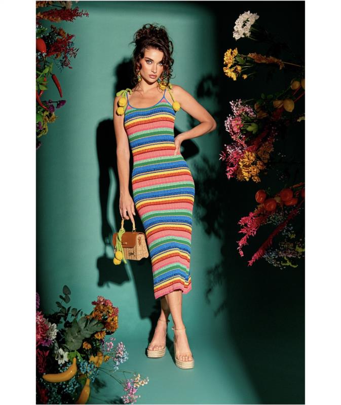 VESTIDO LECRUEL PUNTO MIDI LIMONES