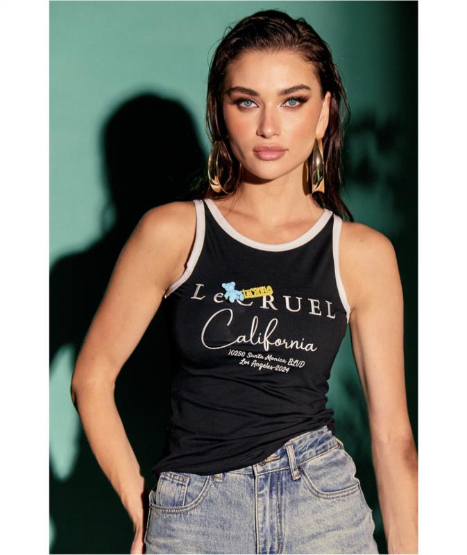 CAMISETA LE CRUEL TIRANTES NEGRA california