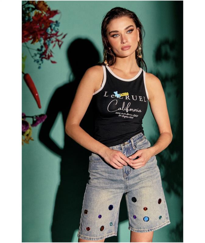 CAMISETA LE CRUEL TIRANTES NEGRA california