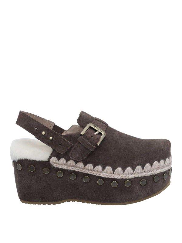 PONY SKIN CLOG WITH BACK STRAP MOCHA