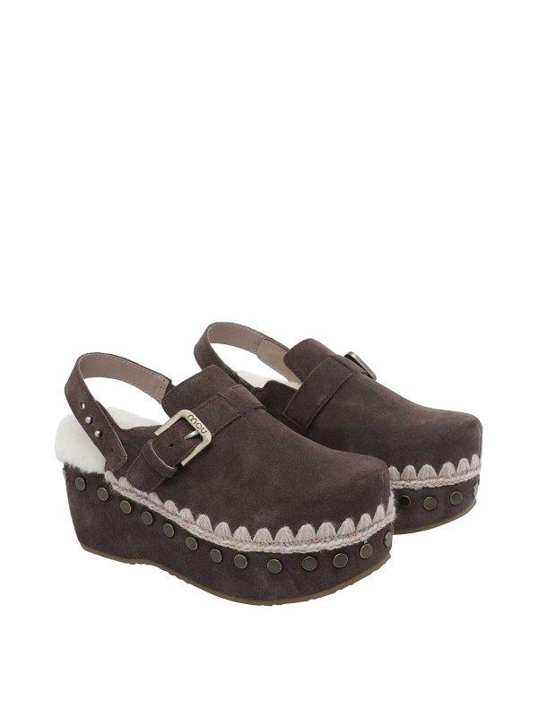 PONY SKIN CLOG WITH BACK STRAP MOCHA