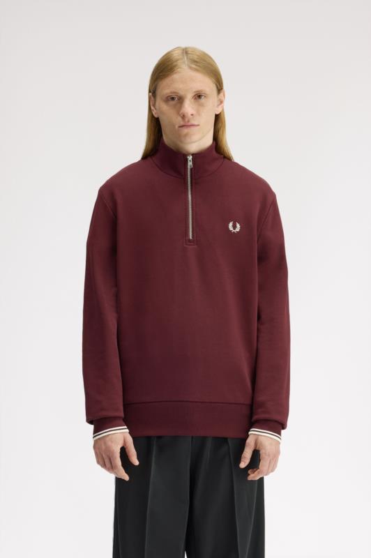 Sudadera Con Media Cremallera FRED PERRY Burdeos