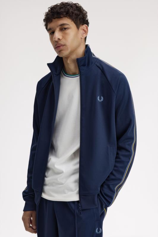 Chaqueta de chándal con cinta deportiva con franjas paralelas AZUL