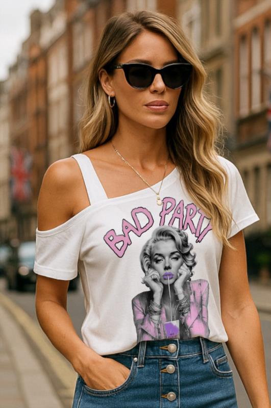 Camiseta de mujer LaSaL BAD PARTY blanco
