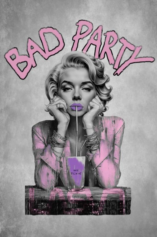 Camiseta de mujer LaSaL BAD PARTY blanco