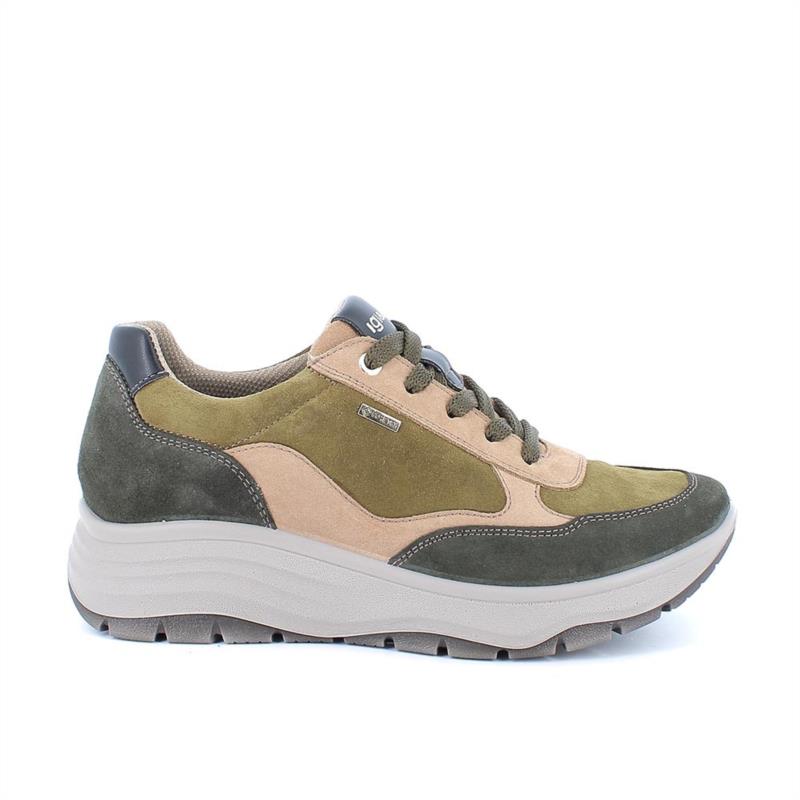 Zapatillas deportivas gore-tex con cuña para mujer verde con cordones