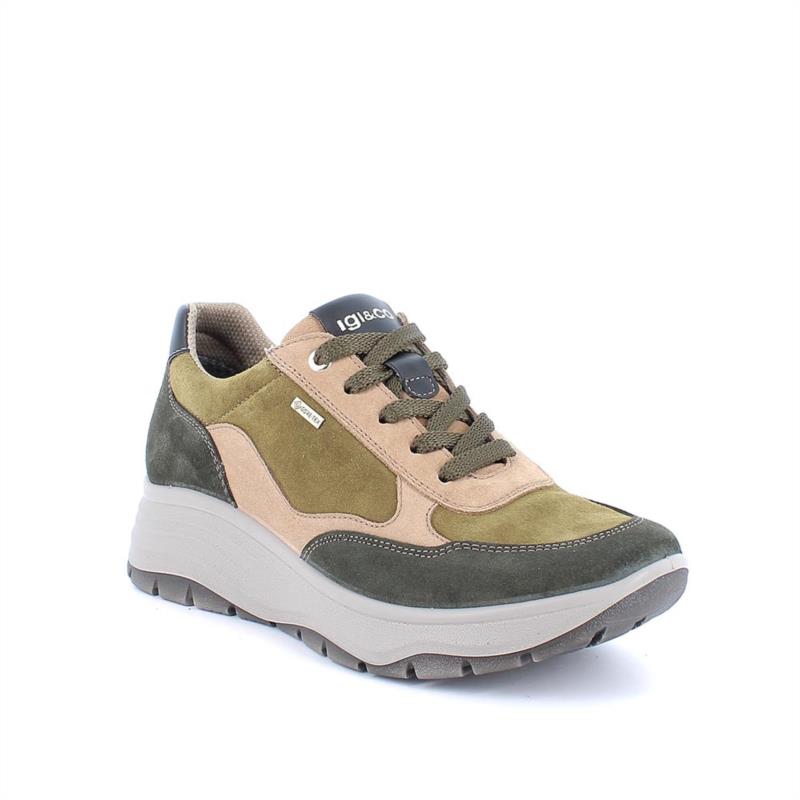 Zapatillas deportivas gore-tex con cuña para mujer verde con cordones