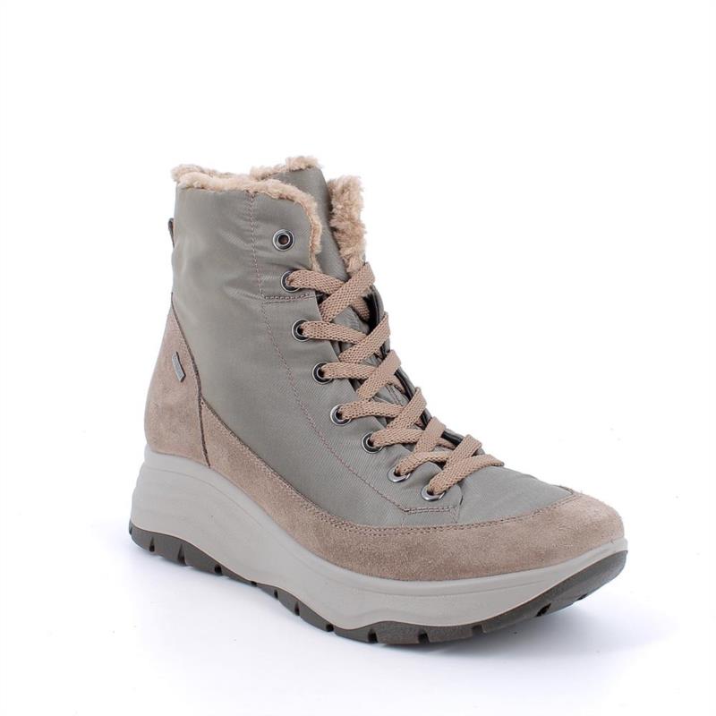 Botines gore-tex con cuña para mujer beige con cordones