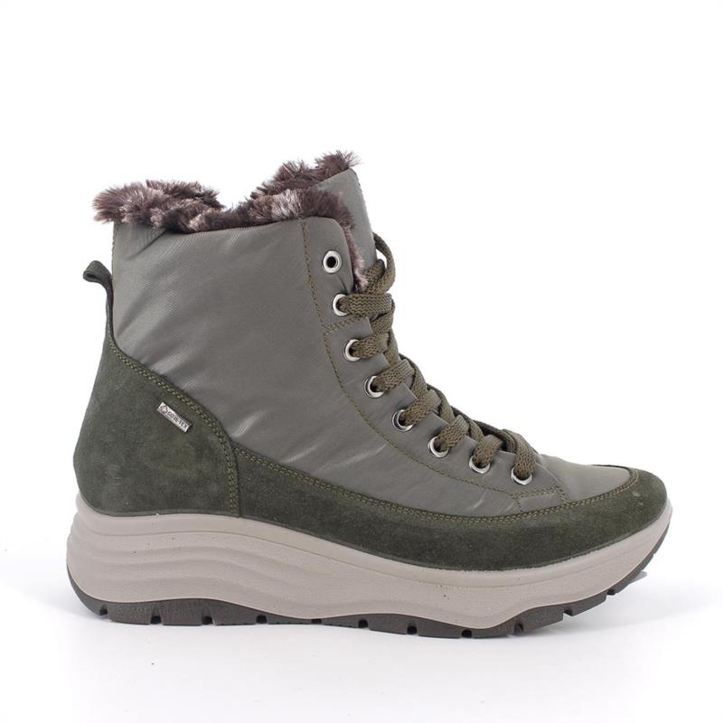 Botines gore-tex con cuña para mujer verde con cordones