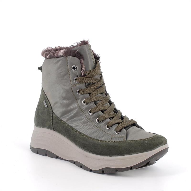 Botines gore-tex con cuña para mujer verde con cordones